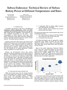Subsea Endurance Technical Paper/Presentation